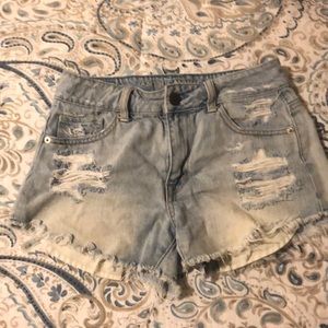 Light wash high waisted shorts